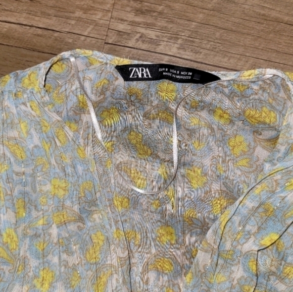 Zara Paisley Printed Long Sleeve Blouse Size Small - Picture 5 of 6